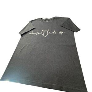 Gildan Baseball Heartbeat Graphic T-Shirt, Dark Gray,  Cotton, Unisex